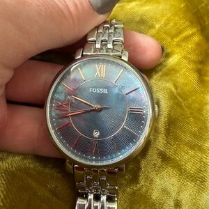 Fossil Jacqueline Black Mother of Pearl Stainless Steel Watch ES4205